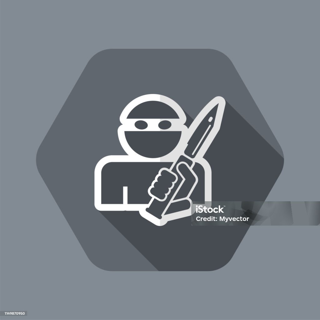 Robber aggression Flat and isolated vector illustration icon with minimal modern design and long shadow Adult stock vector