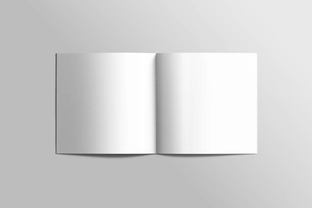 istock Blank square photorealistic brochure catalogue mockup on light grey background. 1149872708
