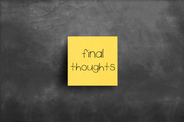 Sticky note on blackboard, Final thoughts Sticky note on blackboard, Final thoughts final round stock pictures, royalty-free photos & images