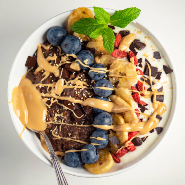 istock Chocolate Peanut Butter Porridge Bowl 1149878748