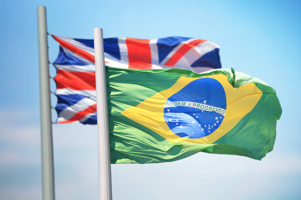 istock Flags of Brazil and UK 1149880283