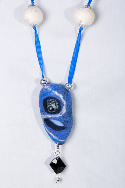 istock Women's Boho Felted Wool Jewelry in blue 1149882954