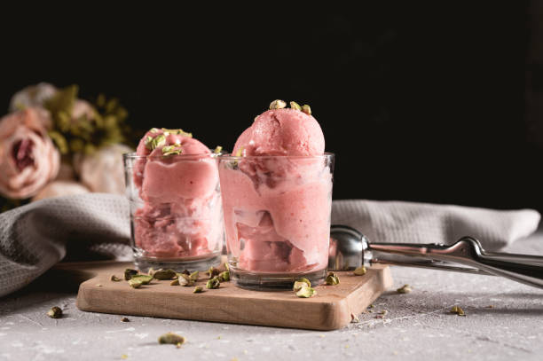 istock Fruit strawberry sorbet with nuts 1149883684