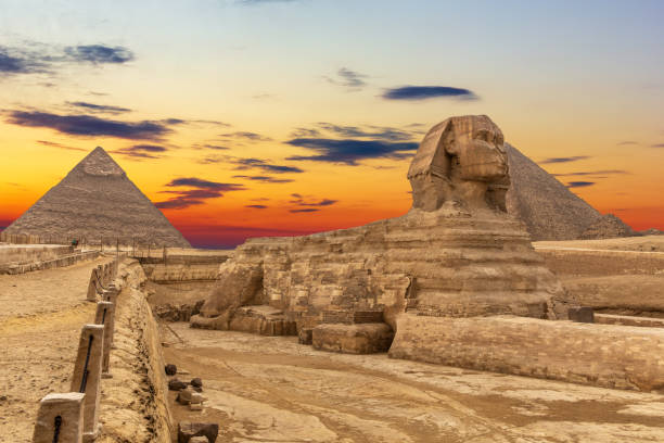 istock The Sphinx and the Pyramids at sunset, beautiful view, Giza, Egypt 1149887478