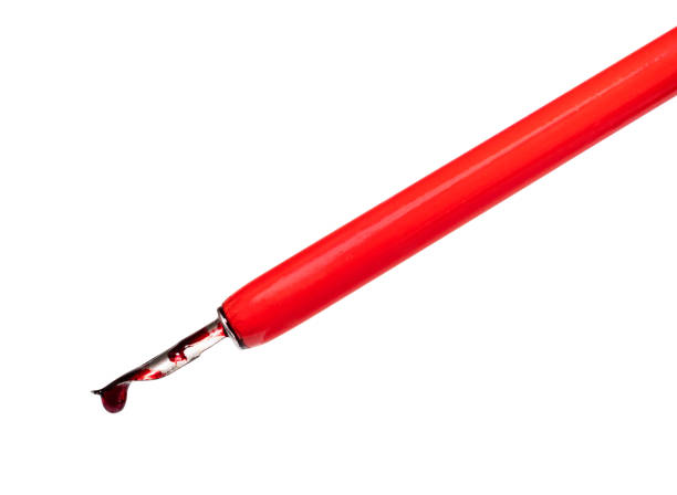 istock red ink drop dripping from nib of dip pen 1149888587