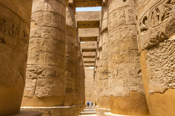 Karnak Temple -Hypostyle Hall in Luxor The Great Hypostyle Hall was part of one of the largest religious complexes in the ancient world, located in Egypt in Thebes -today, the city of Luxor. The Great Hypostyle Hall was built by Pharaoh Seti I beginning around 1250 BC. temple of luxor hypostyle hall stock pictures, royalty-free photos & images