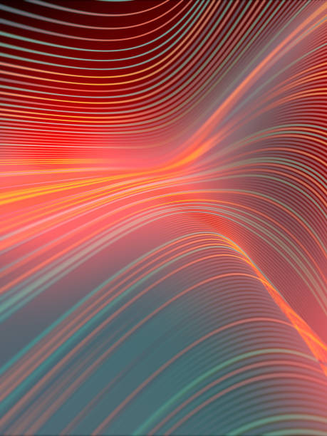 istock Modern style abstraction with composition made of various colored lines. Wave band geometric pattern. 3d rendering 1149891443