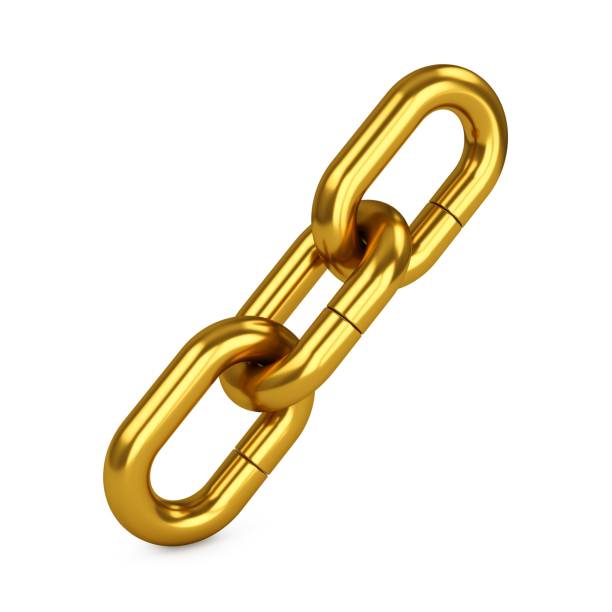 istock 3D rendering chain of three links isolated on white. Lock, connection concept. 1149891518