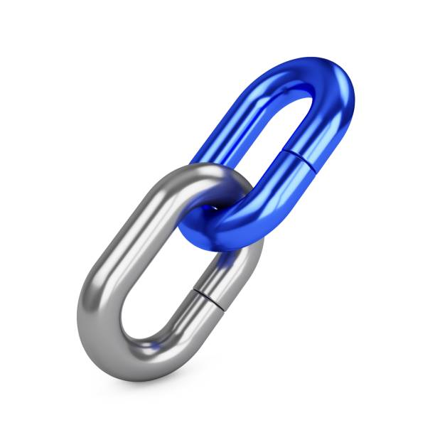 istock 3D rendering chain of two links isolated on white. Lock, connection concept. 1149891533