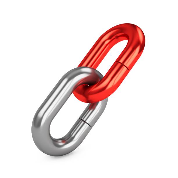 istock 3D rendering chain of two links isolated on white. Lock, connection concept. 1149891538