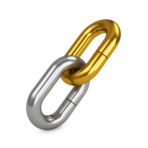 istock 3D rendering chain of two links isolated on white. Lock, connection concept. 1149891547