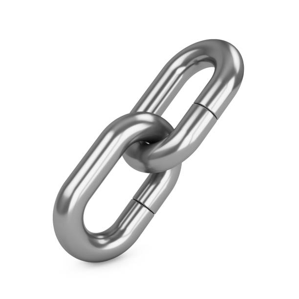 istock 3D rendering chain of two links isolated on white. Lock, connection concept. 1149891553