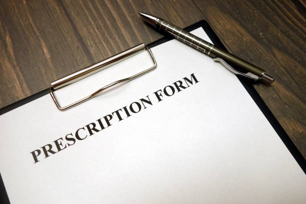 istock Clipboard with prescription form and pen on desk 1149893048