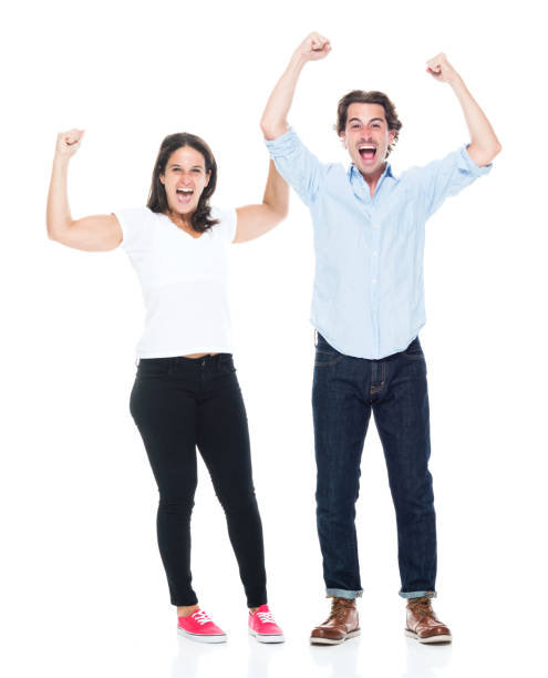 istock Attractive couple are cheering 1149893540