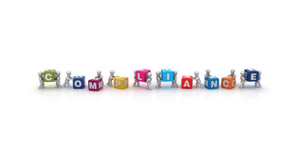 istock Business People Carrying COMPLIANCE Buzzword Cubes - 3D Rendering 1149895060