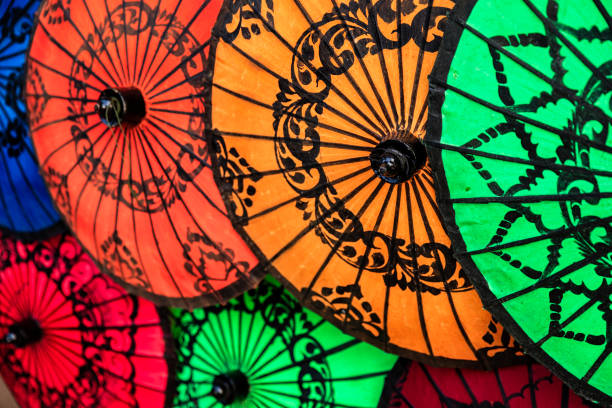 istock Colorful umbrellas for sale in Bagan, Myanmar 1149896518