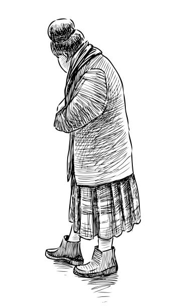 istock Sketch of an elderly woman with a hairstyle 1149897981