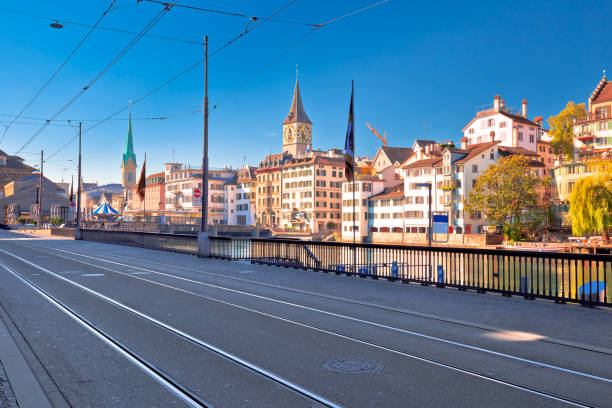 istock Zurich Limmat river waterfront and landmarks view 1149898773