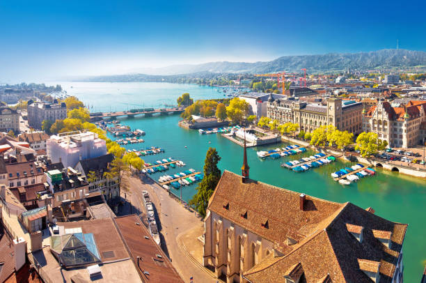 istock Zurich lake and Limmat river waterfront aerial panoramic view 1149898864