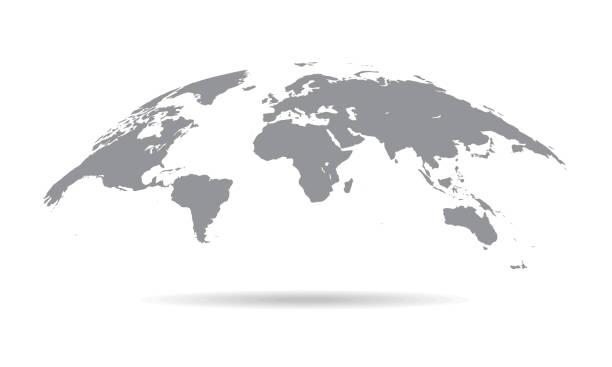 Globe Curved World Map - Vector Globe Curved World Map - Vector Illustration global banner pictures stock illustrations