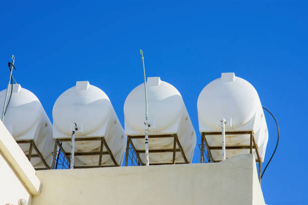 White water tanks on the house roof