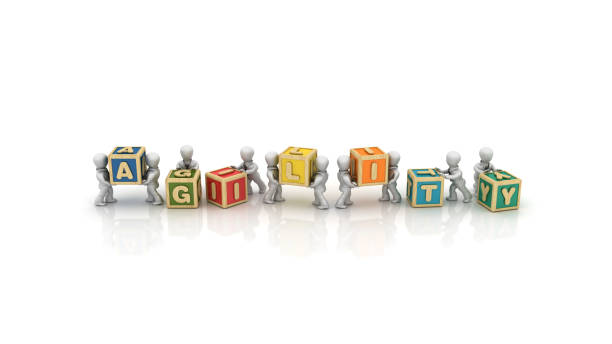 istock Business People Carrying AGILITY Buzzword Cubes - 3D Rendering 1149906322