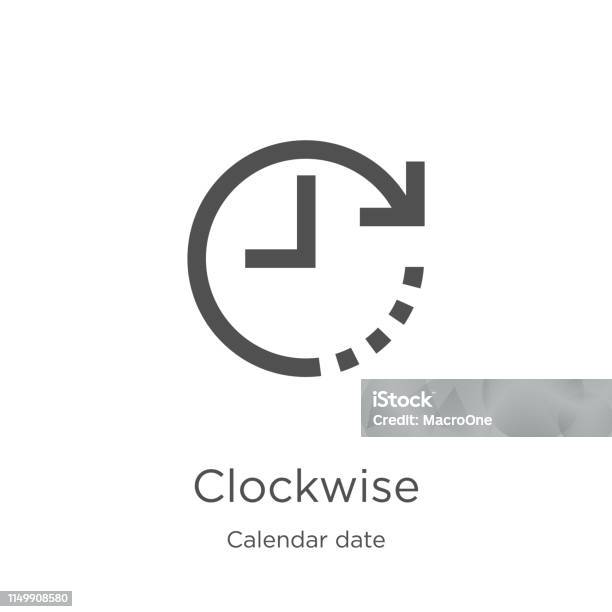 Clockwise Icon Vector From Calendar Date Collection Thin Line Clockwise