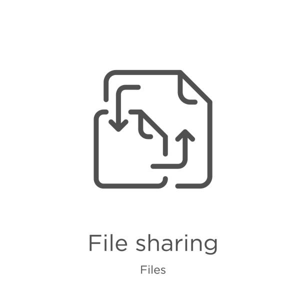 ファイルコレクションからのファイル共有アイコンベクトル。細線ファイル共有アウトラインアイコンベクトルイラスト.アウトライン, ウェブサイトのデザインとモバイルのための細い線の� - fileshare点のイラスト素材／クリップアート素材／マンガ素材／アイコン素材