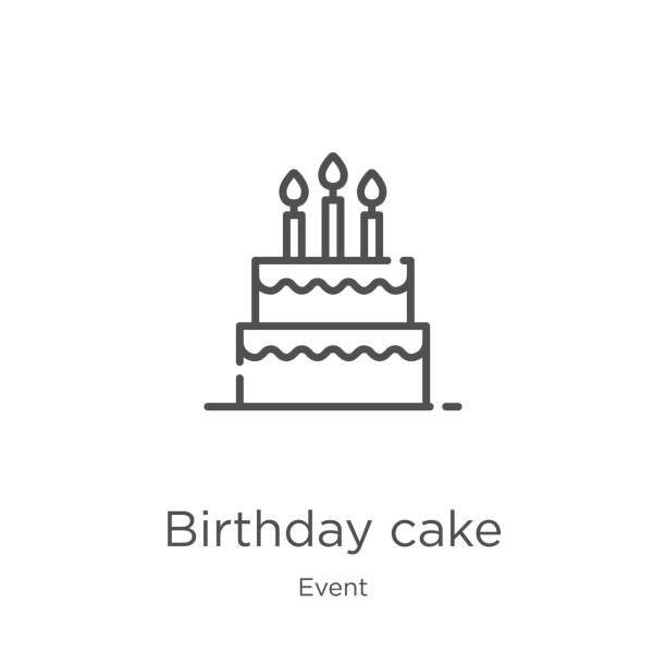 birthday cake icon vector from event collection. Thin line birthday cake outline icon vector illustration. Outline, thin line birthday cake icon for website design and mobile, app development birthday cake icon. Element of event collection for mobile concept and web apps icon. Outline, thin line birthday cake icon for website design and mobile, app development cupcake candle stock illustrations