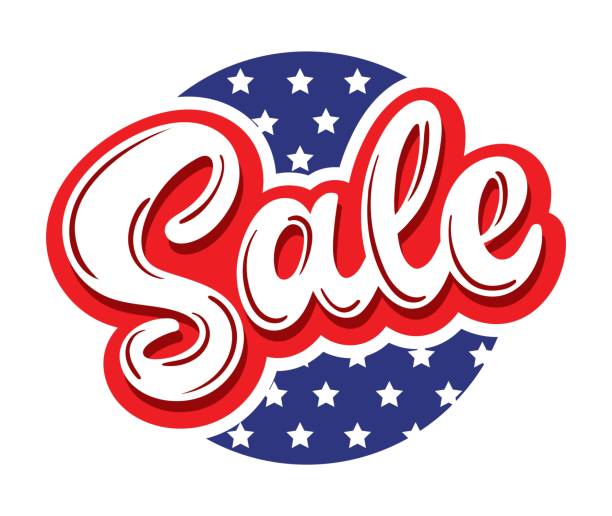 Single word SALE in colors of American flag. Single word SALE in colors of American flag. Vector illustration. Lucky template for your advertising and special offers. memorial day weekend stock illustrations