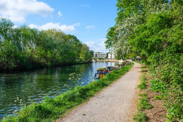 istock Canal with narrow boats 1149916945