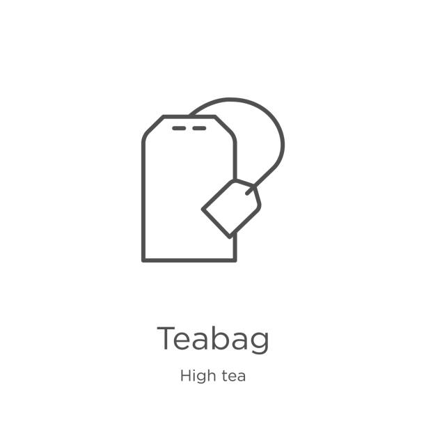 teabag icon vector from high tea collection. Thin line teabag outline icon vector illustration. Outline, thin line teabag icon for website design and mobile, app development teabag icon. Element of high tea collection for mobile concept and web apps icon. Outline, thin line teabag icon for website design and mobile, app development teabag stock illustrations