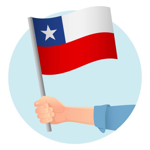 flag in hand Chile flag in hand. Patriotic background. National flag of Chile vector illustration flag of chile stock illustrations