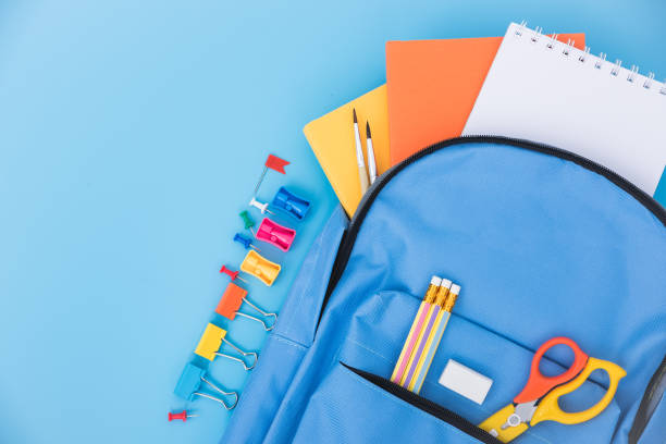 istock Blue bag backpack for education children 1149940460