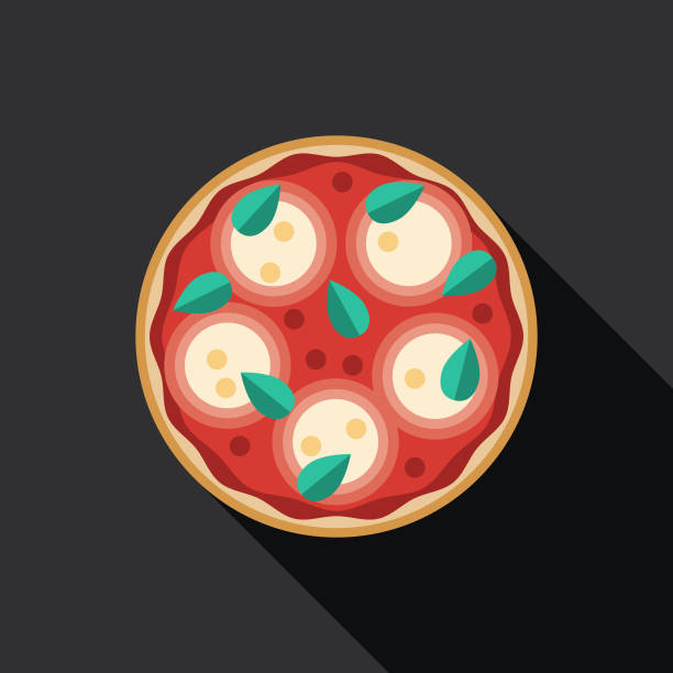 illustrazioni stock, clip art, cartoni animati e icone di tendenza di icona di margharita pizza bagel - pizza margherita