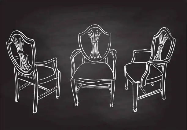 Vector illustration of Antique Dining Chair Chalkboard