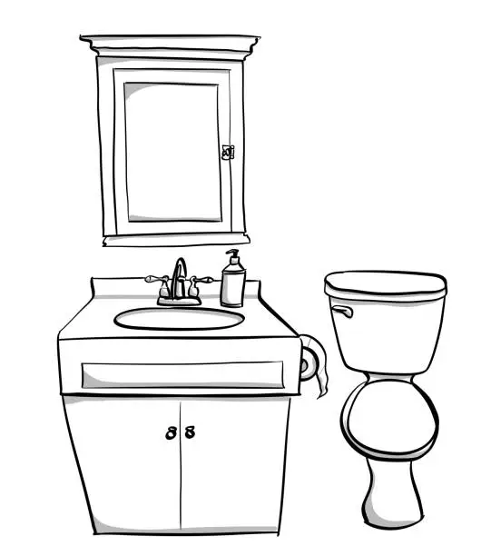 Vector illustration of Small Bathroom Sketch