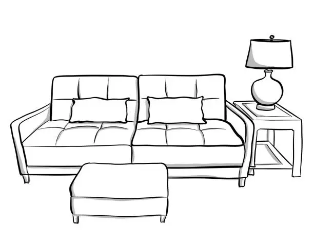Vector illustration of Small Living Room Couch
