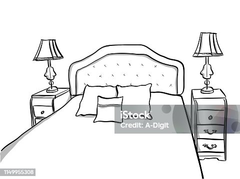 2,795 Black And White Bedroom Illustrations & Clip Art - iStock | Black and  white room, Black and white interior, Living room