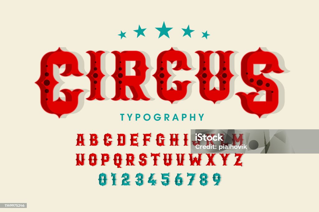 La fuente retro Style Circus - arte vectorial de Circo libre de derechos