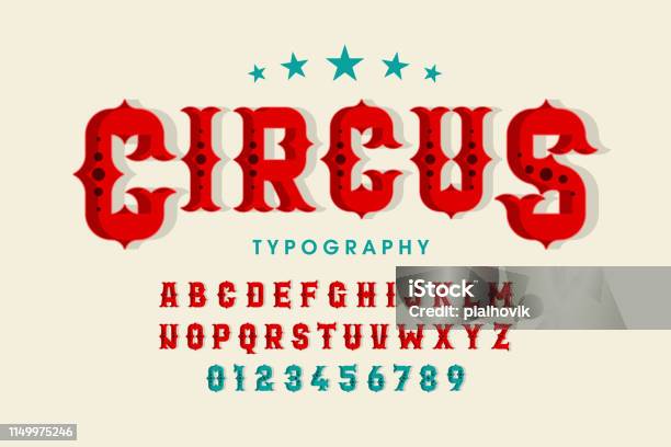 Ilustración de La Fuente Retro Style Circus y más Vectores Libres de Derechos de Circo - Circo, Letra de imprenta, Letra del alfabeto