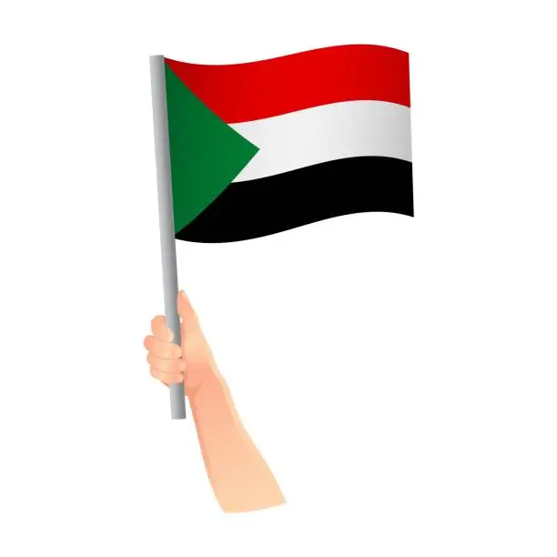 Vector illustration of flag in hand