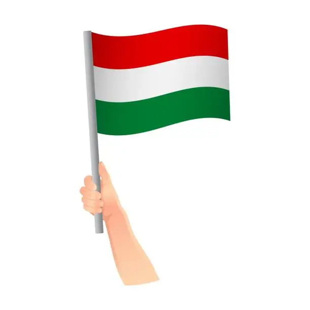 Vector illustration of flag in hand