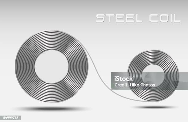 Rolled Steel Sheet In Coil Side View Steel Plate Metal Industry Flat Icon Vector Stock Illustration - Download Image Now