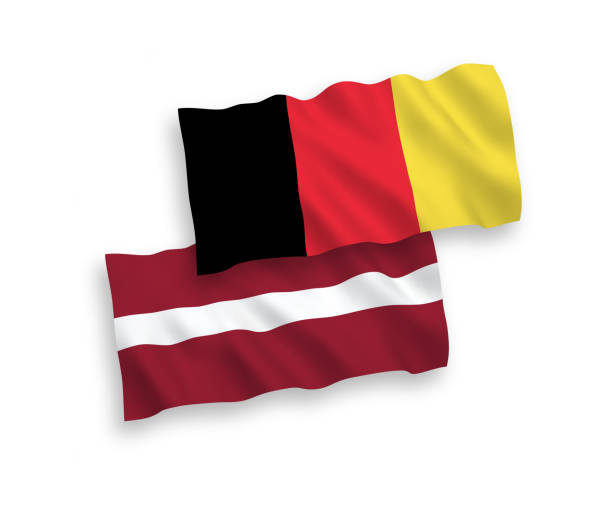 istock Flags of Belgium and Latvia on a white background 1150006557