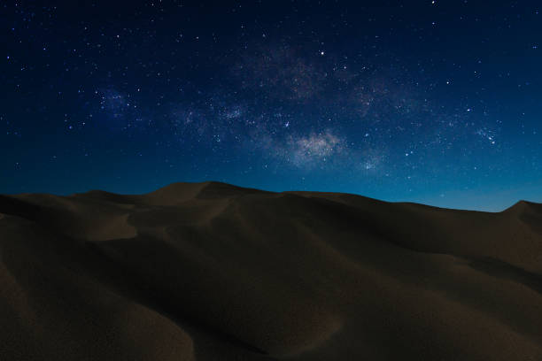 istock The desert background with blue sky and milky way. 1150008117
