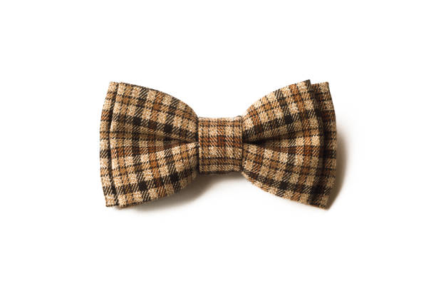 istock Brown checkered bow tie on a white background. Men's and women's accessories. Hipster style 1150011092