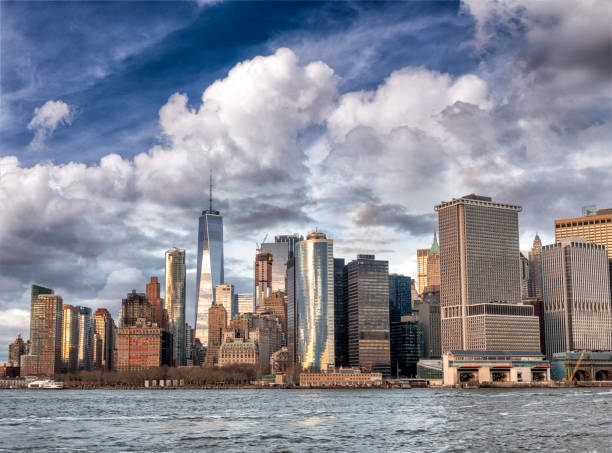 istock Lower Manhattan skyline at sunset, view from cruise ship 1150012689