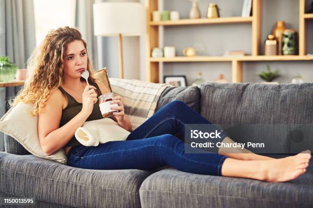 Chocolate Always Helps Stock Photo - Download Image Now - Eating, Women, Chocolate
