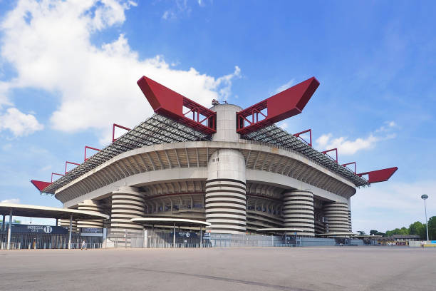Landscape panorama of San Siro Stadium in Milan Italy stock photo